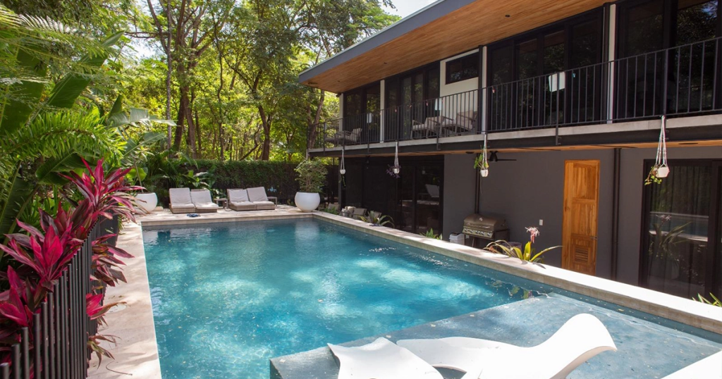 Casa Salt y Sol beachside estate with pool and loungers in Playa Grande, Costa Rica